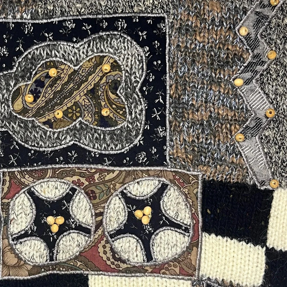 Vintage 90s Mariea Kim embroidered wool blend sweater grey women’s size M medium - Picture 3 of 9